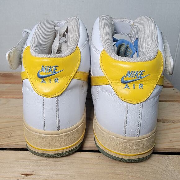 Nike Air Force One Mid Legend Blue Maize Hi-Top Sneakers - Size 10.5 - Picture 4 of 6